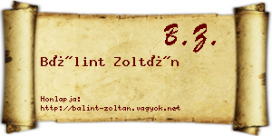 Bálint Zoltán névjegykártya